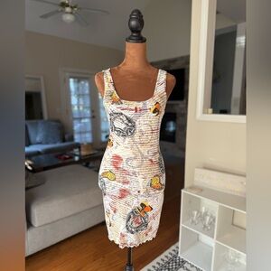 Chic Sleeveless Butterfly Print Dress